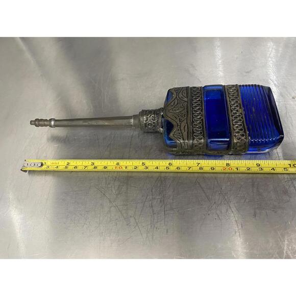 Cobalt Blue Glass Moroccan Perfume Bottle *SUMMER SALE* / Embossed /Spectacular - Picture 6 of 6